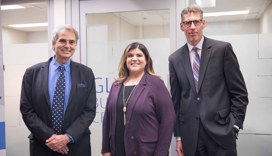 Photo (Left to right): Halton Regional Chair, Gary Carr, Stephanie Mazhari, Manager, Entrepreneurship Services and John Davidson, Director, Economic Development at the Halton Global Business Centre launch event on February 28.