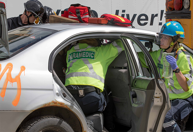 First responders participating in the emergency exercise